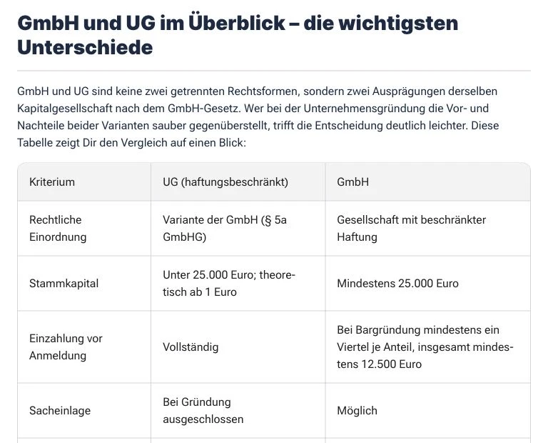 Steuern steuern: Fachartikel mit Vergleichstabelle zu GmbH und UG