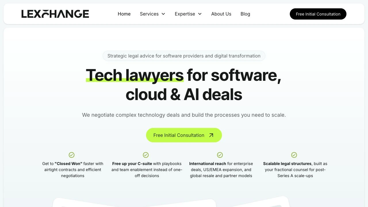 Die LEXCHANGE-Website mit dem gemeinsamen Markenauftritt