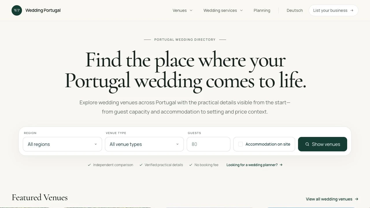 Die Wedding-Portugal-Website