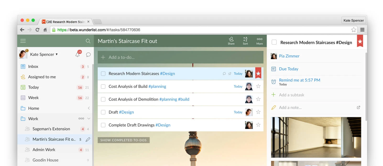 Historische Produktansicht der Aufgaben-App Wunderlist